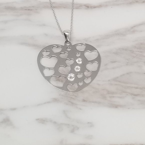 Heart Pendant Swarovski Crystal Sterling Silver - Picture 4 of 6